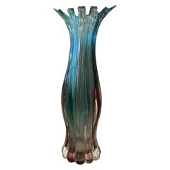 A 1970s Flavio Poli Blue and Purple Sommerso Murano Glass Tall Vase