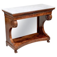 Antique Empire Console Table with Marble Top