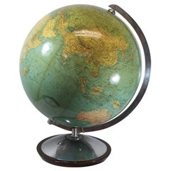 Midcentury Glass Globe with Light from Columbus Duoerdglobe, Germany