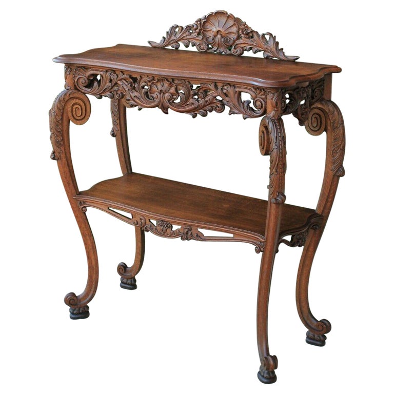 Antique French Server Dessert Table 2-Tier Sideboard Console Sofa Table ...