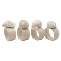 Coastal Bone China Shell Motif Napkin Rings, Set of 4