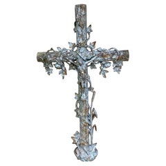 Antique Crucifix Cross Cast Iron Garden Architectural Chapel Church Cemetery