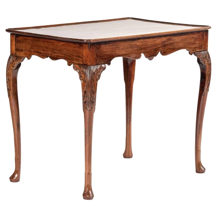 Irish George III Carved Mahogany Dished Top Tea Table, 18th Century