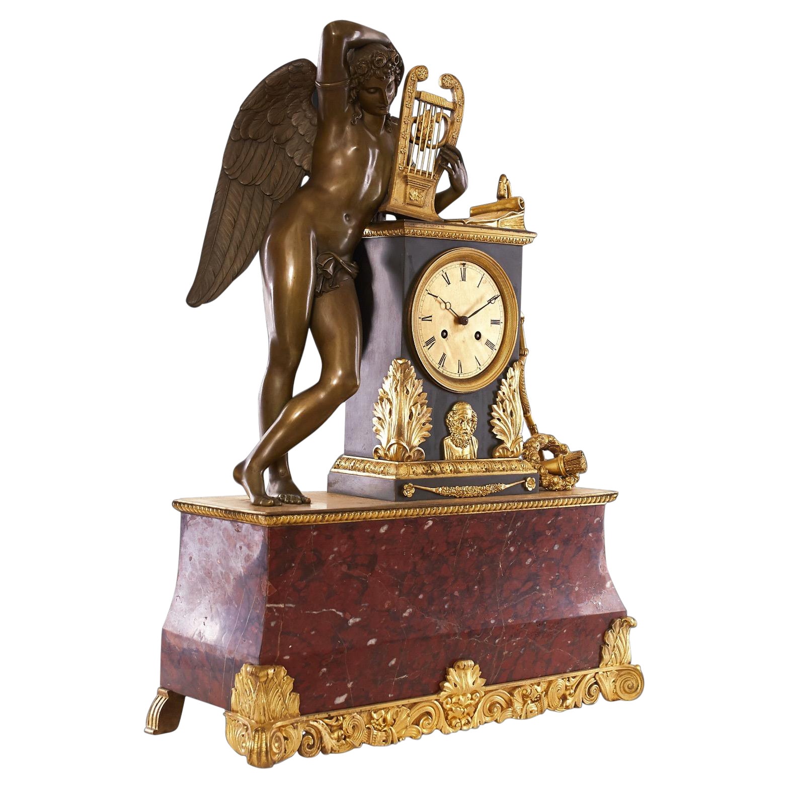 Pendule de cheminée du 19ème siècle d'époque Louis Philippe Charles X