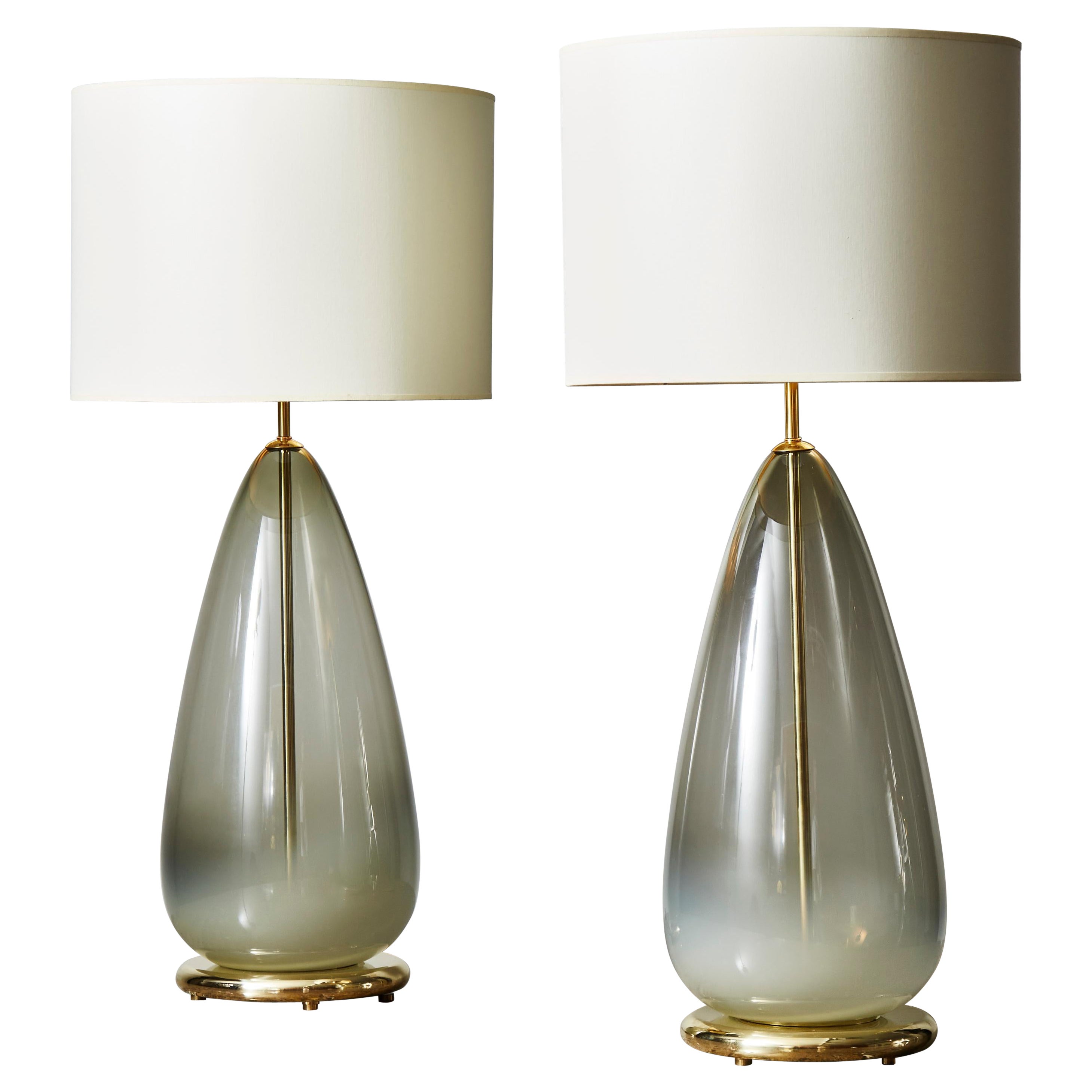 Pair of Tall Drop Shaped Murano Glass Table Lamps