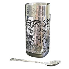 "Harvesting Coffee," Remarkable, Unique Sterling Silver Jar, Castillo for Nestlé