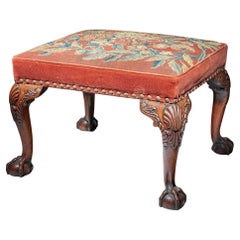 18th C George II Walnut Stool on Cabriole Legs in the manner of Giles Grendey.