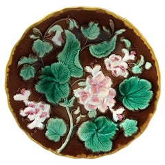 English Majolica Geranium Plate, circa 1880