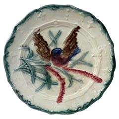 Antique Majolica Saint Amand Bird Plate, circa 1890