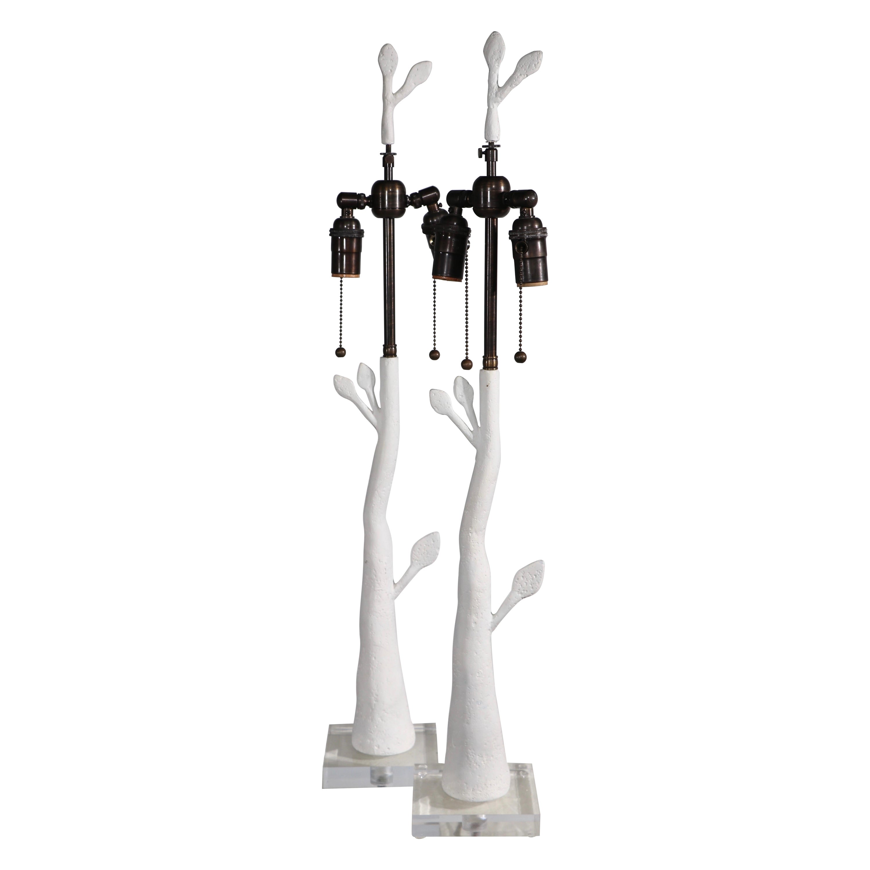Pr. Stylish Plaster Tree Form Table Lamps