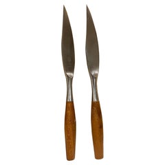 Dansk IHQ Germany 2 Steak Knives Fjord Teak Wood & Stainless by Jens Quistgaard