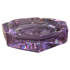 1980s Modernist Purple Murano Glass Hexagonal Ashtray