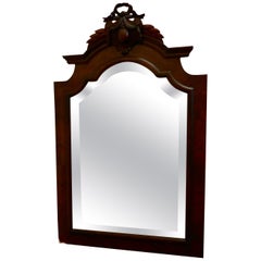 Antique French Carved Flame Mahogany Wall Mirror