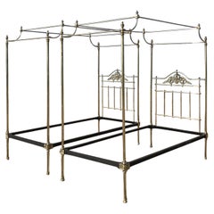 Pair of Brass Campaign Four Poster Beds M4P37