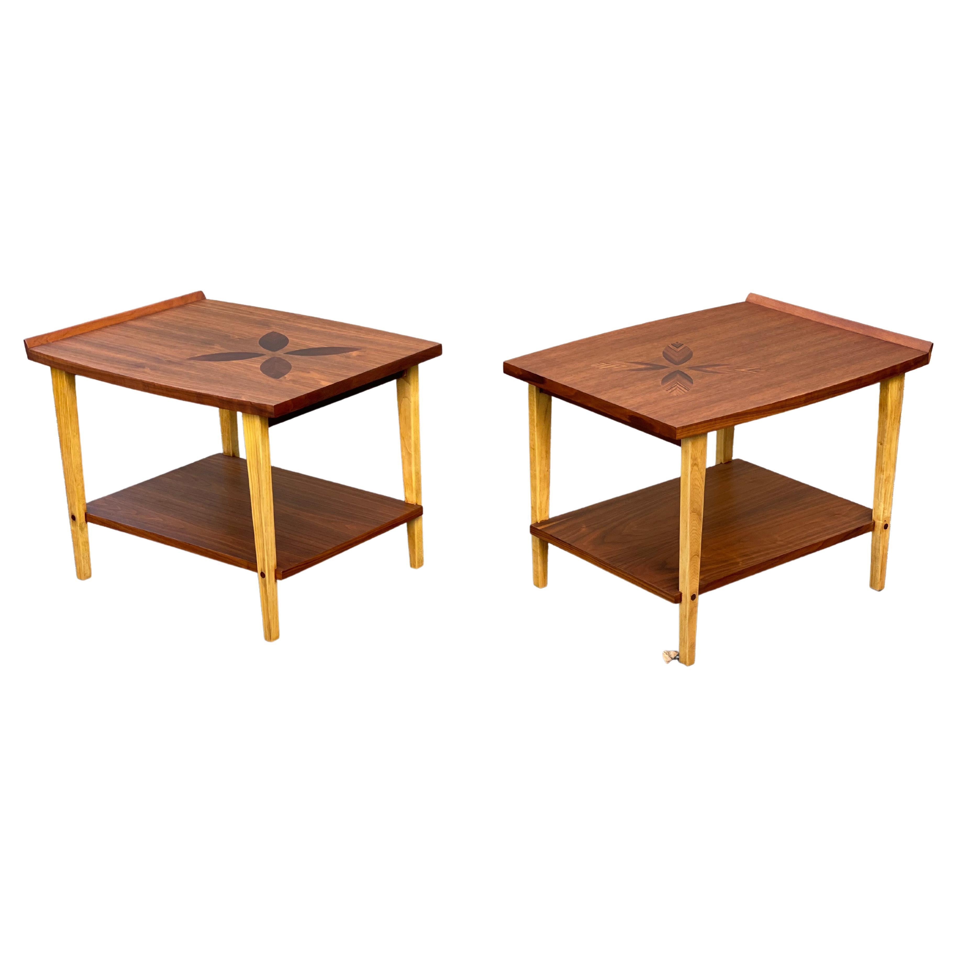 Mid-Century Modern End Tables with Rosewood Inlay by Lane Furniture  