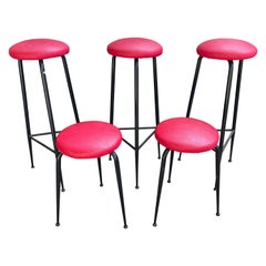 Vintage Set of Five '5' Italian Stools in the Ponti Style