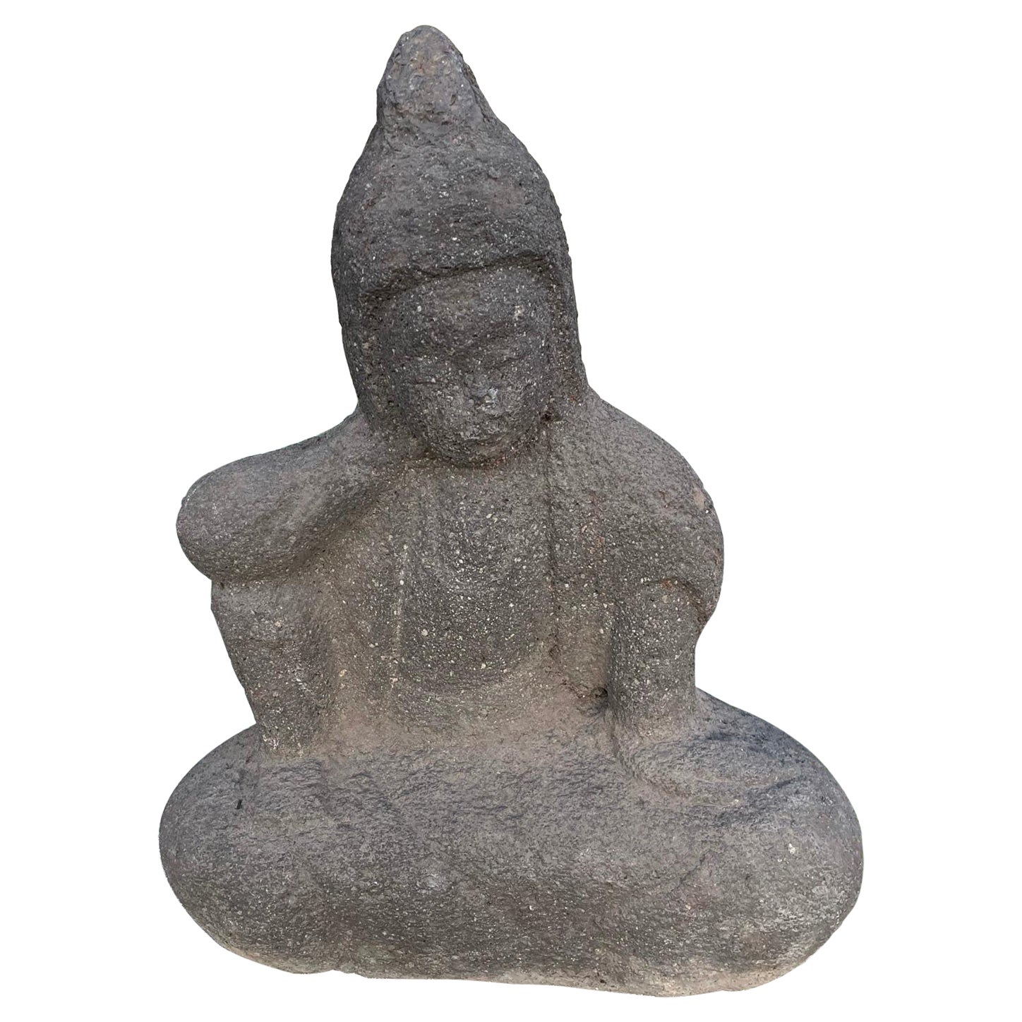 Japanese Rare Serene Stone Buddha Kanon Guan Yin, 18thc 