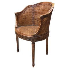 20th Century Petite French Hand Carved Round Armchair, Louis XVI by Odoul Paris