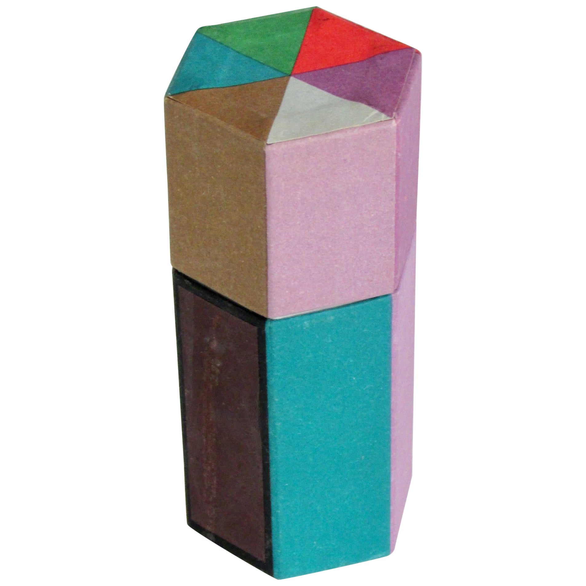 Multi Color Origami Hexagonal Matchbox with Fitted Color Matches For Sale