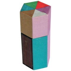 Used Multi Color Origami Hexagonal Matchbox with Fitted Color Matches