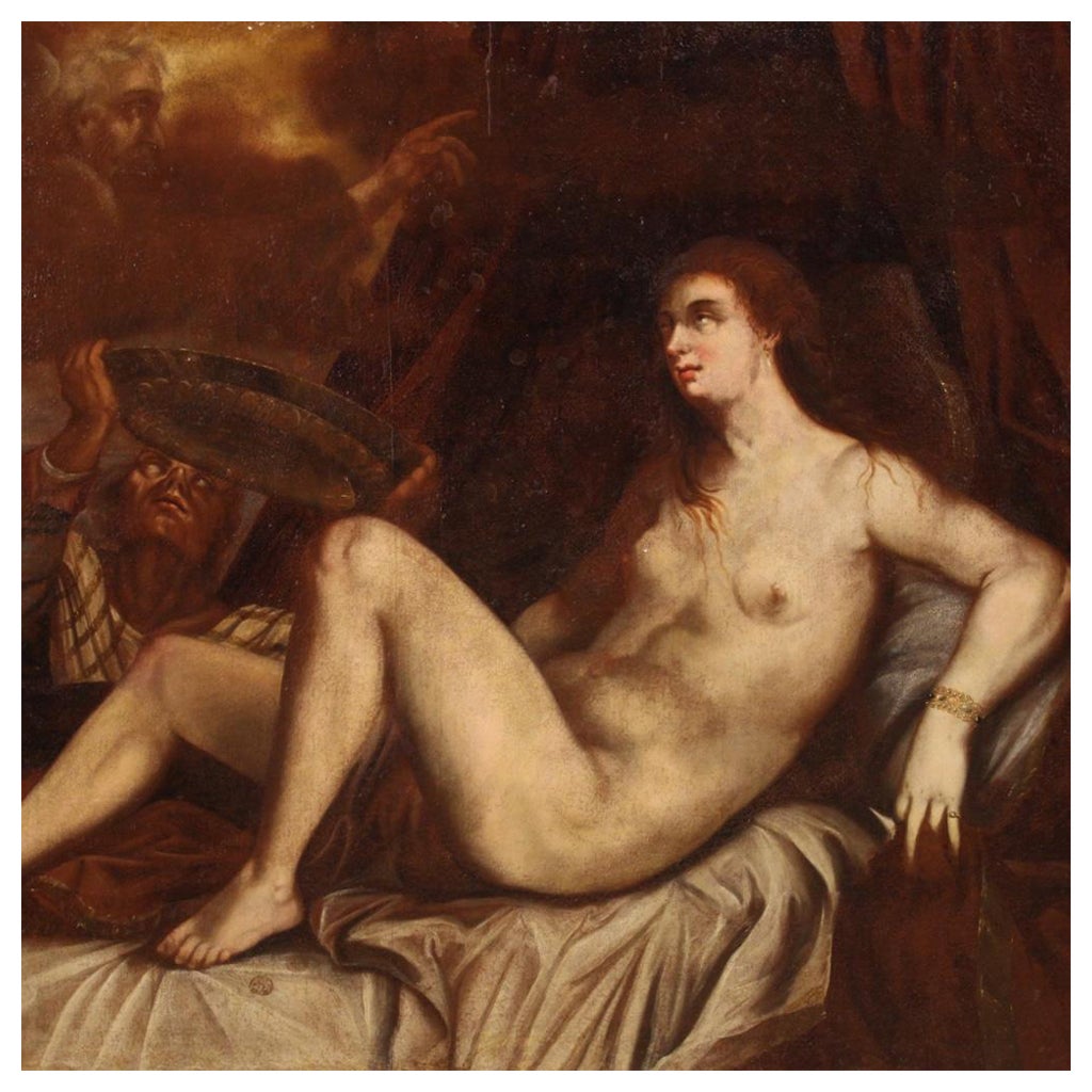 18th Century Oil on Canvas Italian Mythological Painting Danae, 1720