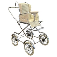 Brazilian Vintage Baby Stroller in chromed steel by Burigotto