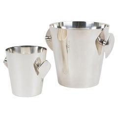 Vintage Silver Plate Barware Champagne Wine Cooler and Ice Bucket, a set by Saint Medard