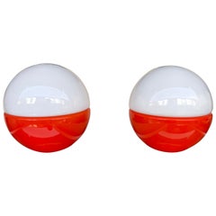 Pair of Murano Glass Ball Lamps by Mazzega, Italy, 1970s