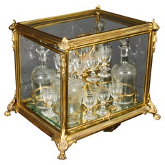 Antique French Bacarrat Ormolu with Glass Tantalus Cave a Liqueur 19th Century