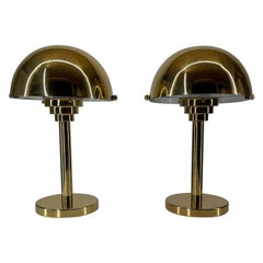 Vintage Pair Art Deco Brass Mushroom Table Lamp, Austria 1970