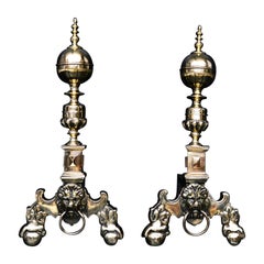 Pair of 19th Century Brass Firedogs