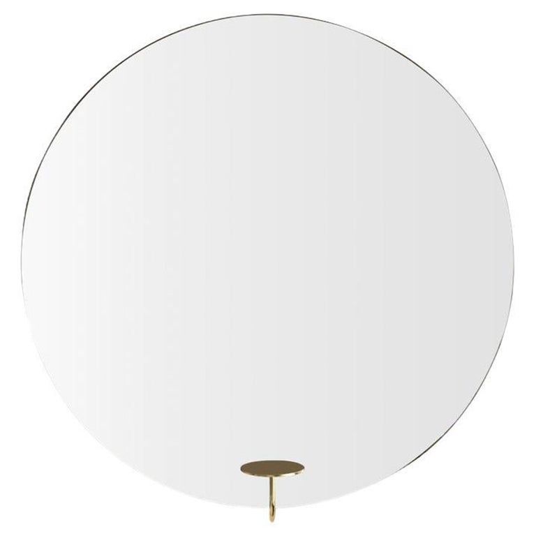 Contemporary Wall Mirror 'Miró Miró' Round, Small, Brass, Clear For Sale