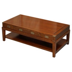 Lovely Oak Large Three Drawer Harrods Kennedy Military Campaign Coffee Table