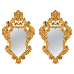 Pair of Italian Early 19th Century Régence St. Giltwood Mirrors
