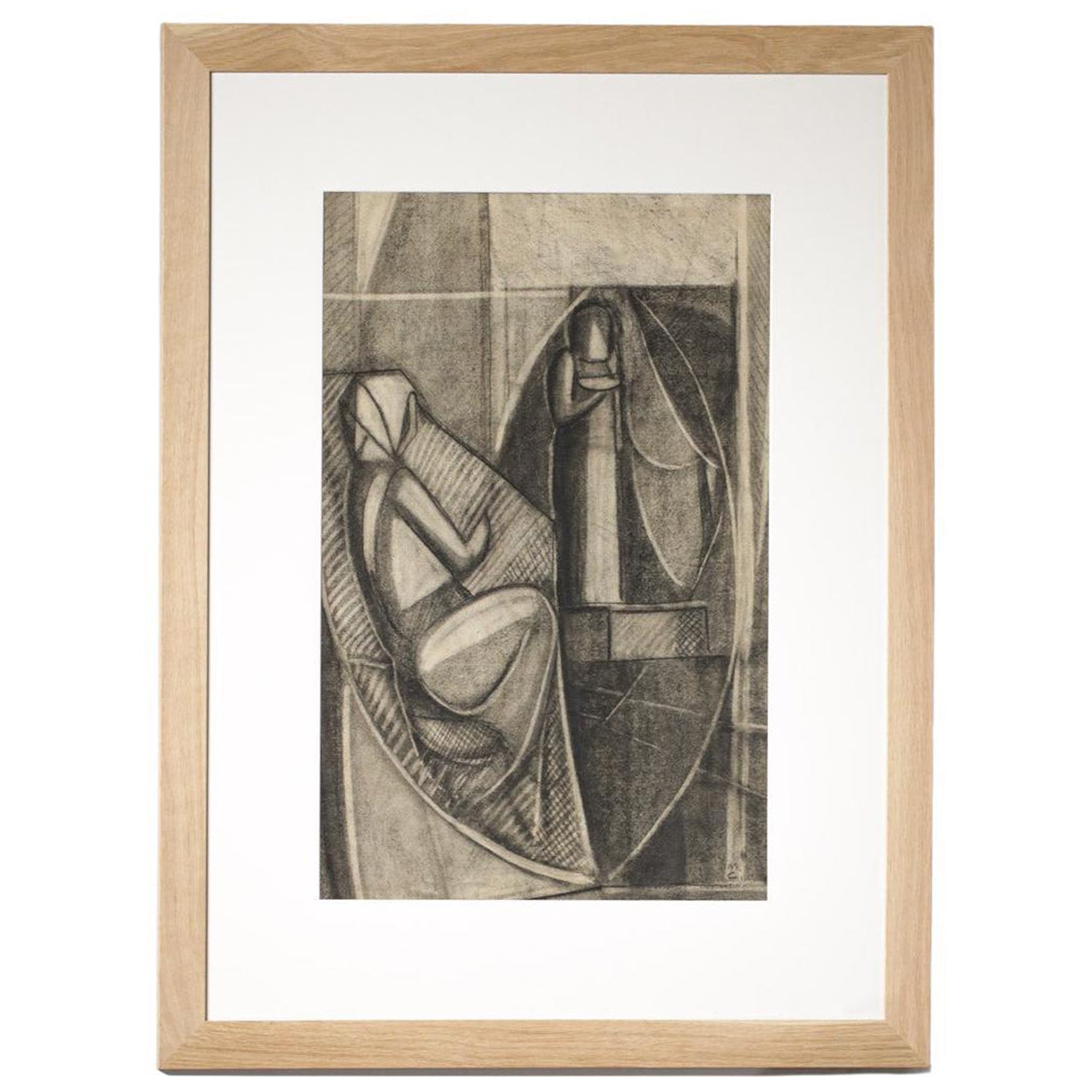 Charcoal Drawing on Ingrès Paper Signed Marceau Constantin Original, F113 For Sale