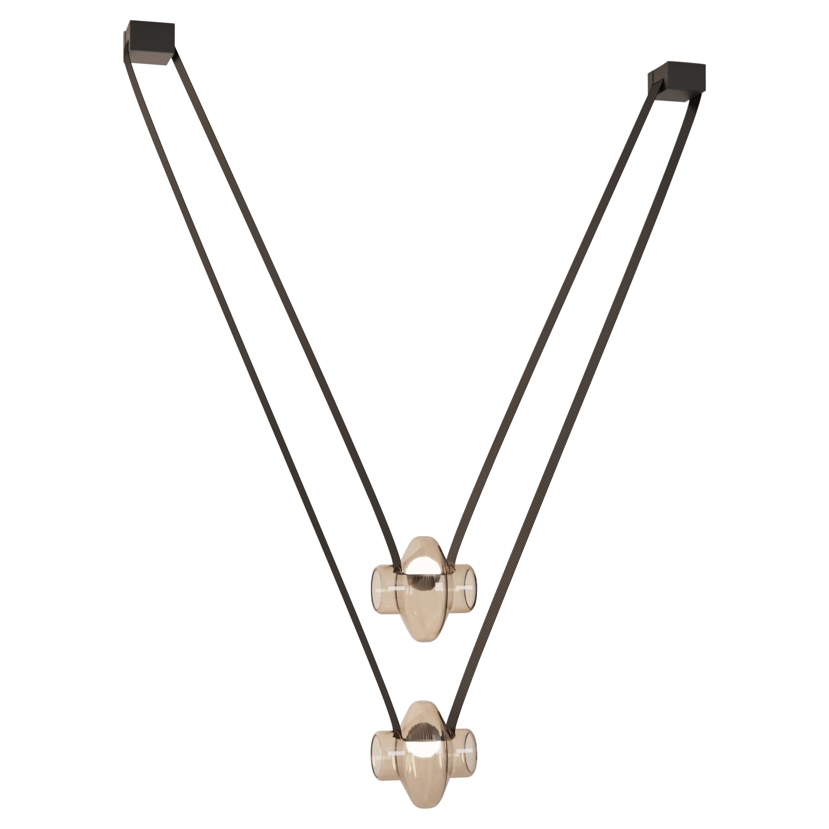 Etat-des-Lieux Amber Glass 2A Pendant, Contemporary Adaptive Lighting System For Sale