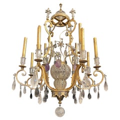 Wunderschöner französischer Maison Baguès Louis XV Bergkristall Perlenketten-Kronleuchter