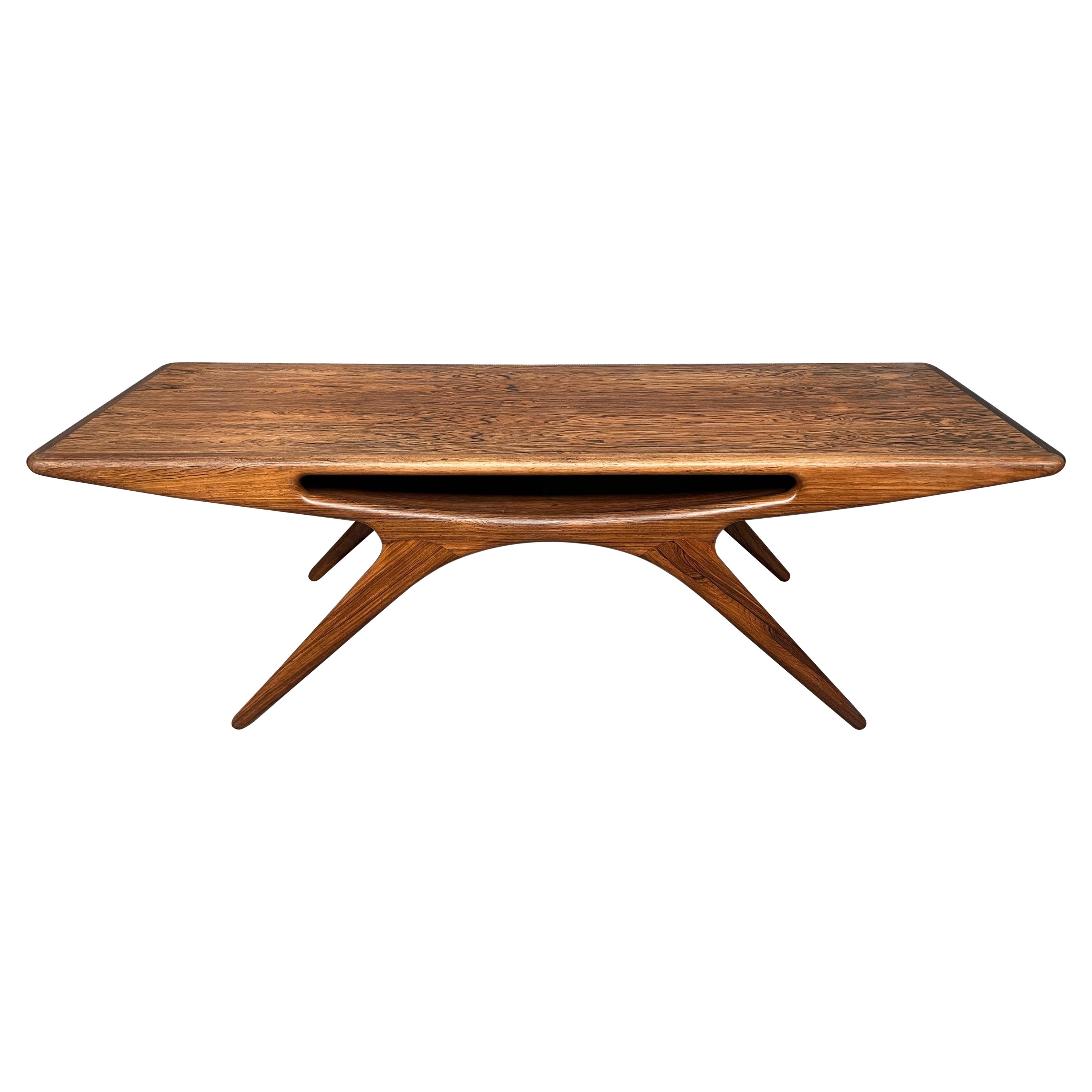Extremely Rare Johannes Andersen `the Smile` Coffee Table in Rosewood For Sale