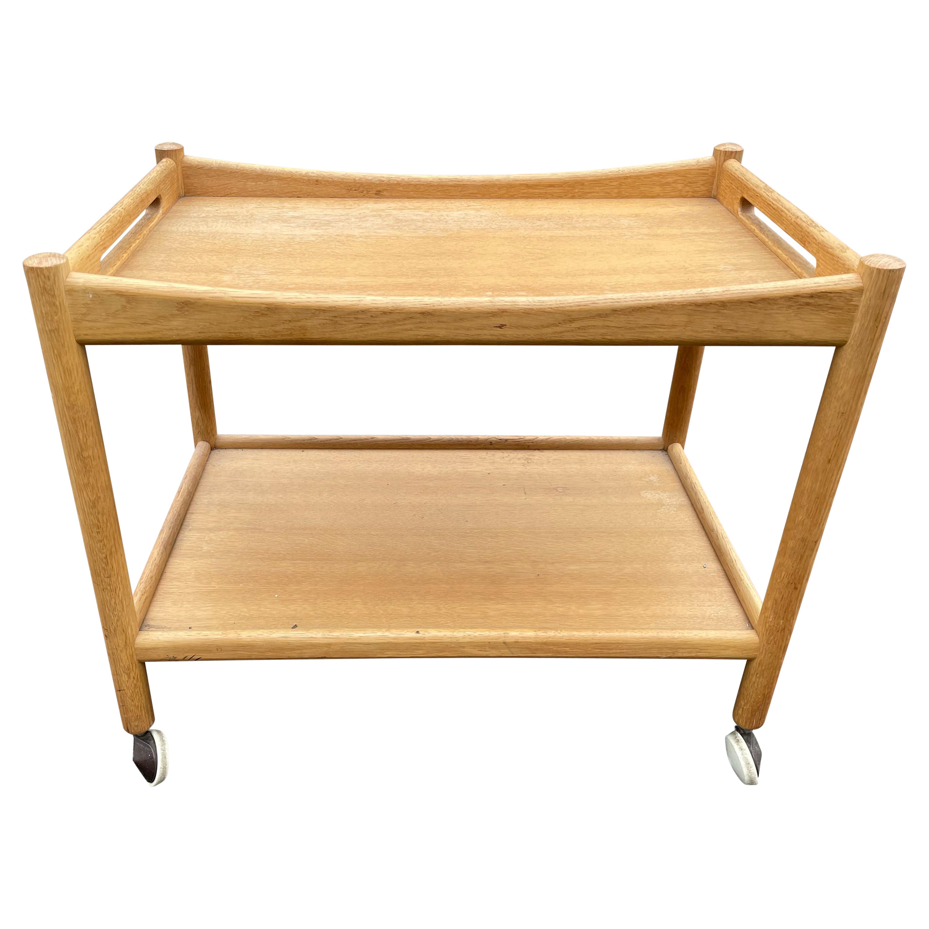 Hans Wegner Danish Modern oak Serving Trolley Bar Cart, 1950s