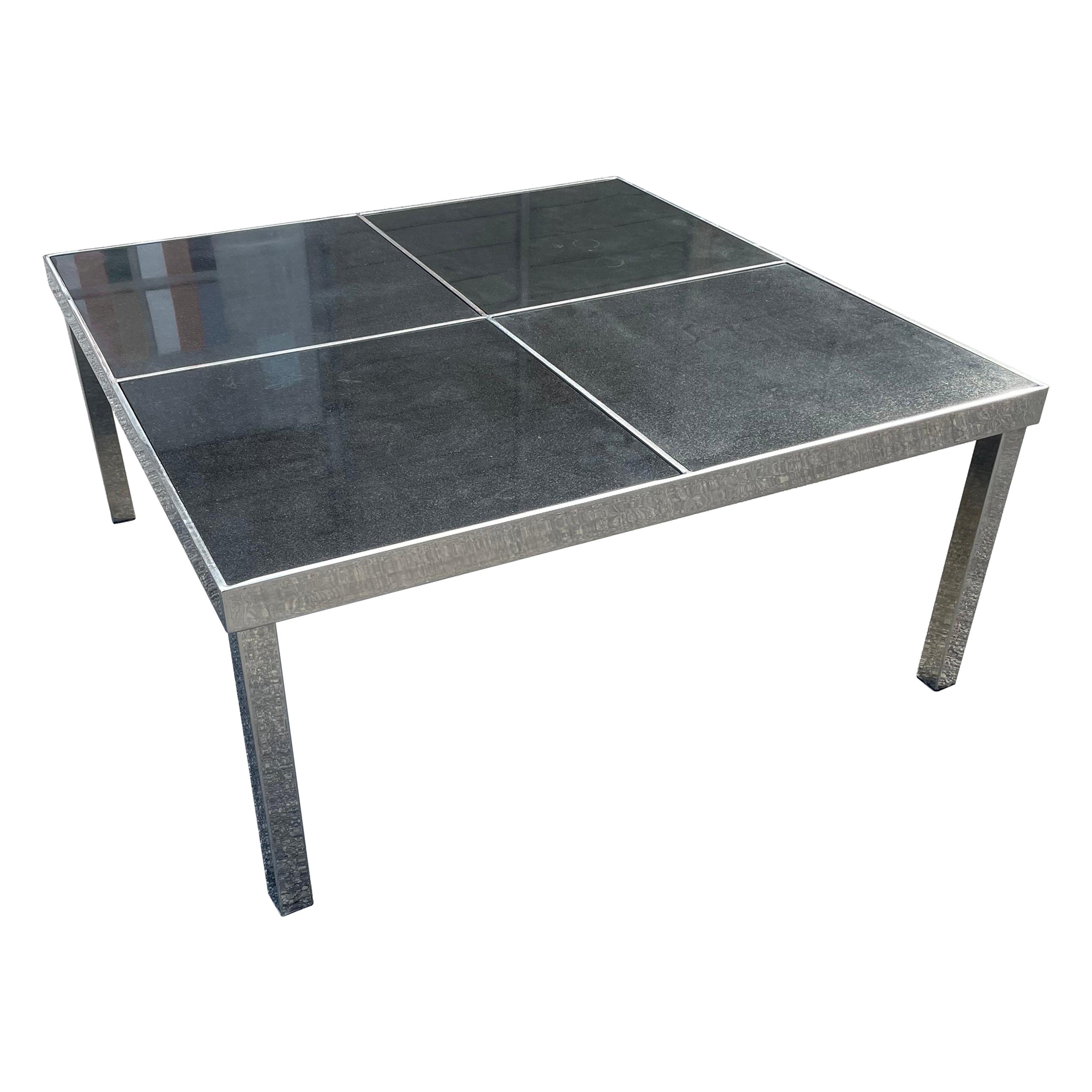 Solid Chrome and Stone Table For Sale