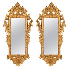 Pair of Italian 18th Century Rococo Style Giltwood Mirrors