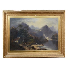 Antique American Landscape Oil Painting by Earnest T Fredericks Yosemite