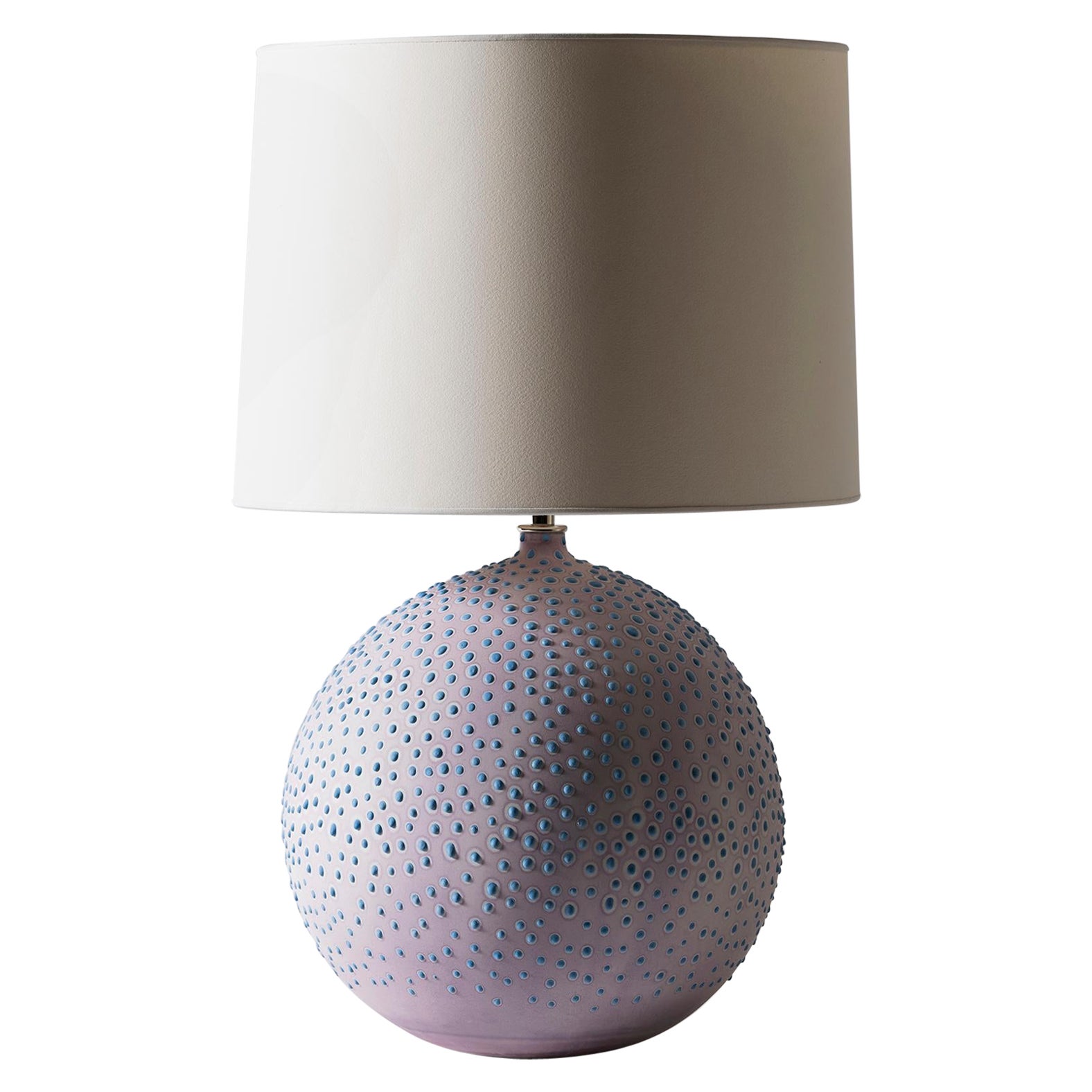 Contemporary Large Round Pasteur Table Lamp in Sterling Purple by Elyse Graham For Sale