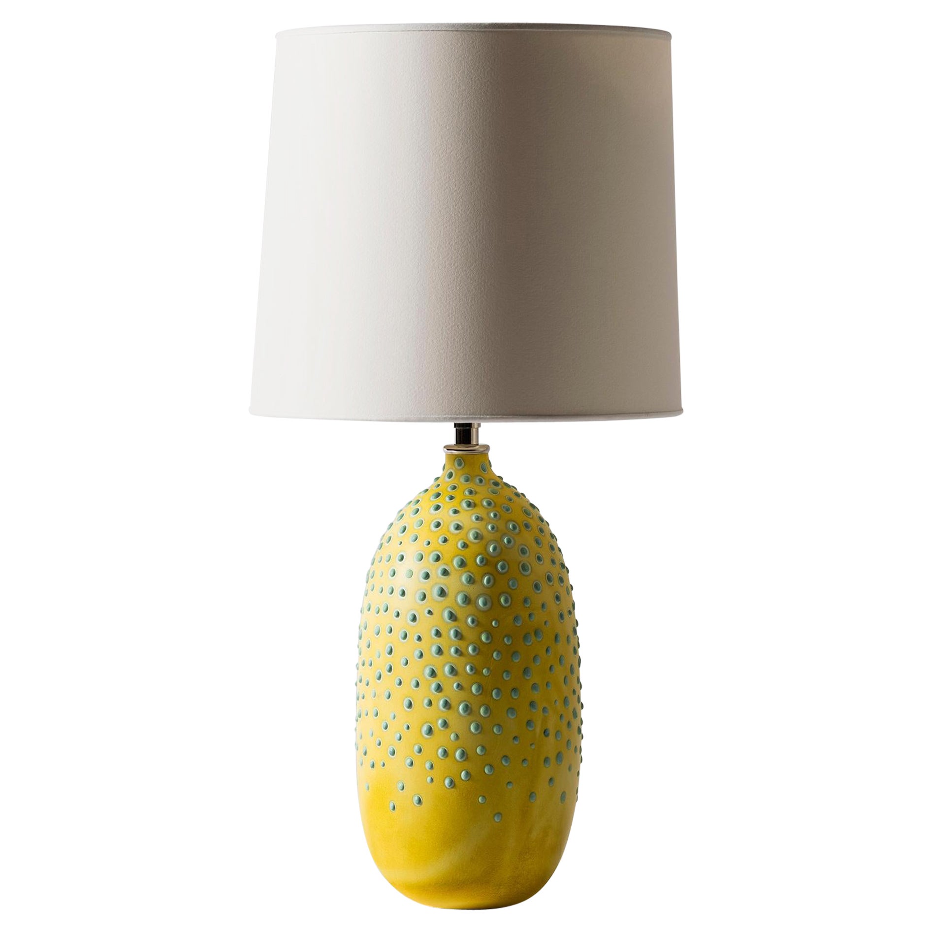 Contemporary Oblong Huxley Table Lamp in Lichen Yellow by Elyse Graham