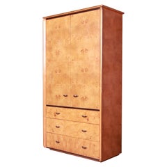 Retro Milo Baughman Style Burl Wood Armoire Dresser by Lane, 1970s