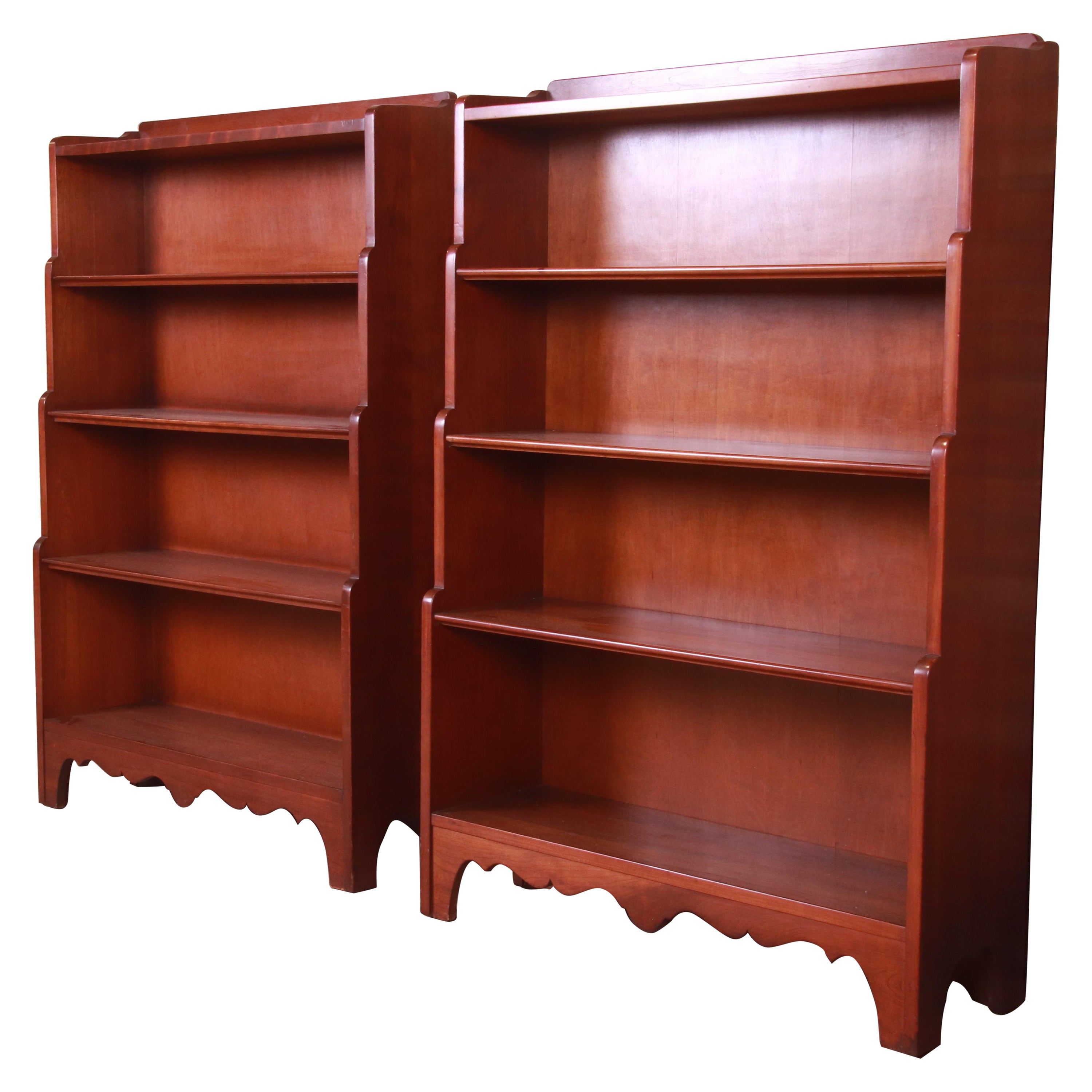 Stickley Mid-Century Solid Cherry Wood Bookcases, Pair
