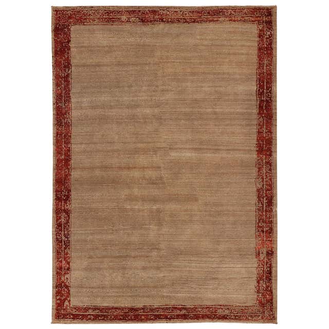 New Modern Transitional Neutral Tan Area Rug with Minimalist ...