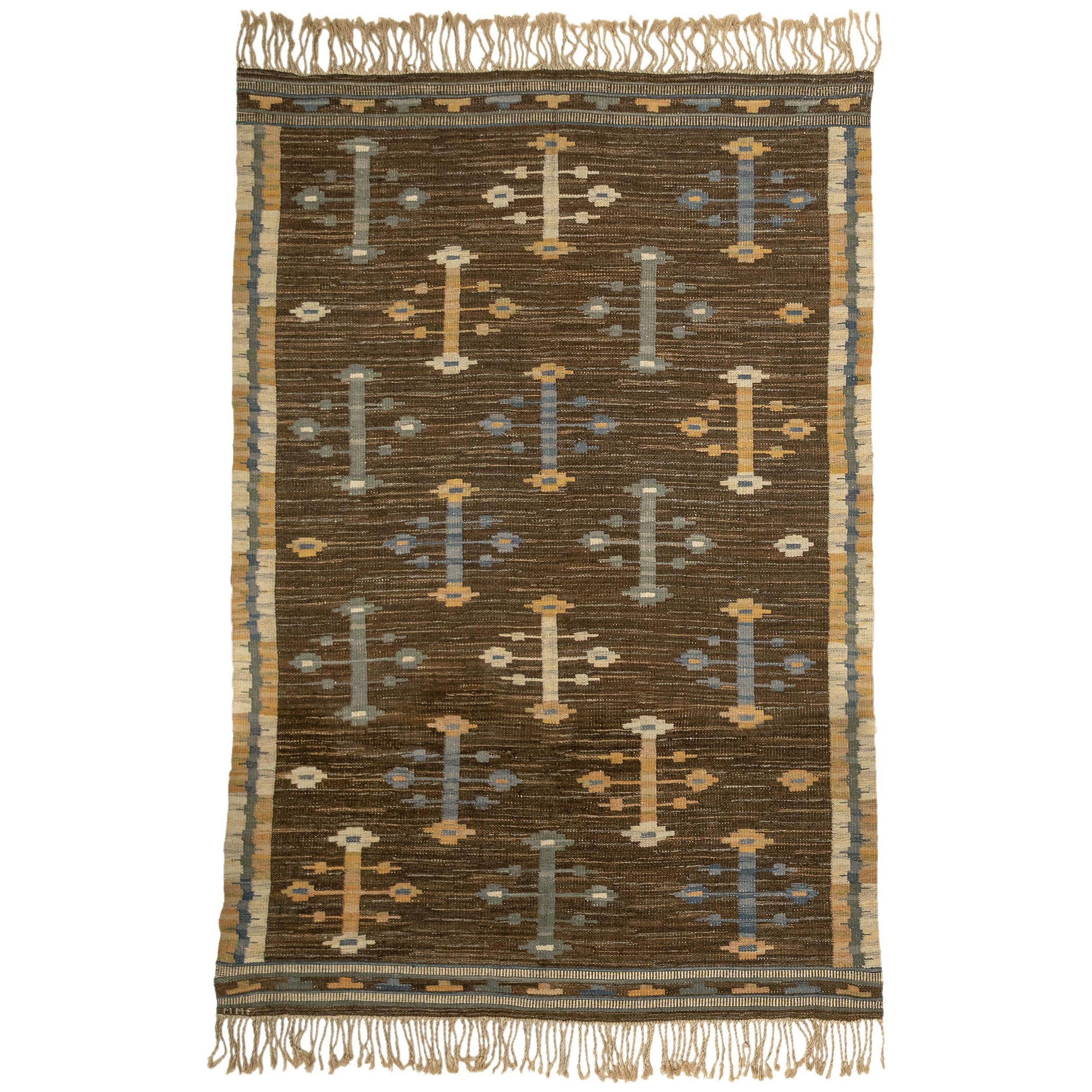 Swedish Flat Weave Rug, Mid 20th Century For Sale