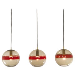 Set of 3 Murano Glass Pendants by Ludovico Diaz de Santillana for Venini, 1960s