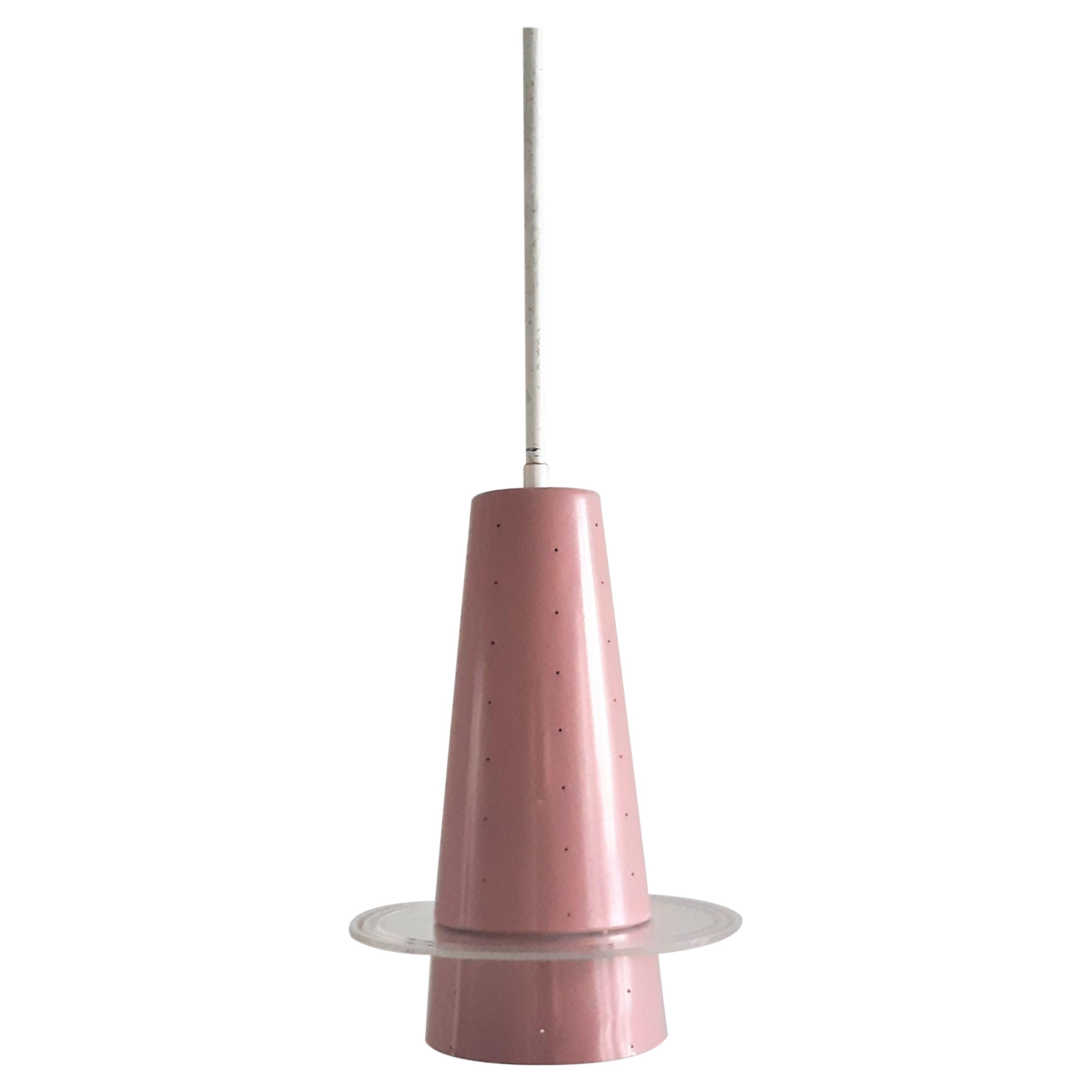 Rare Model 205 Pink Conical Pendant Lamp from Evenblij, The Netherlands 1960's For Sale